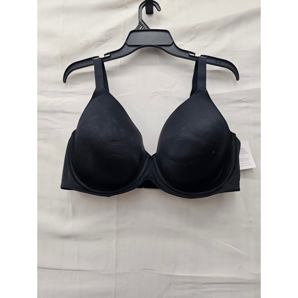 Auden Womens Lightly Lined Full Coverage Bra Black Nylon Blend Size 40DDD